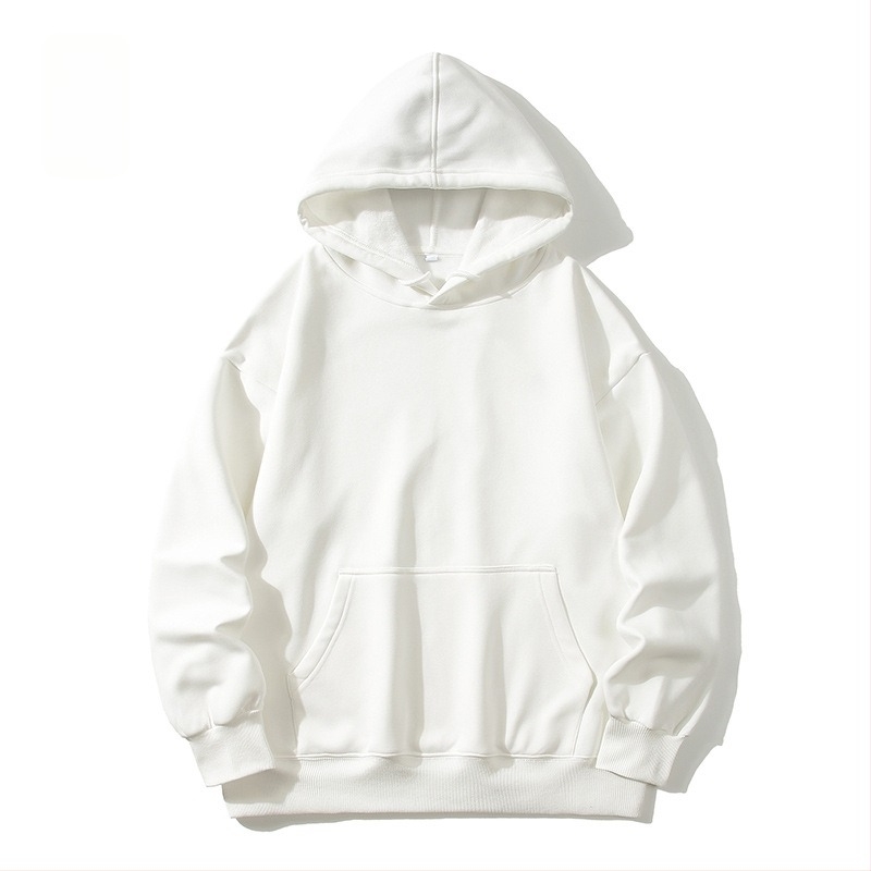Kapucnis fleeces pulóver, laza szabású, 100% comb pamut, kerek nyakú, hosszú ujjú