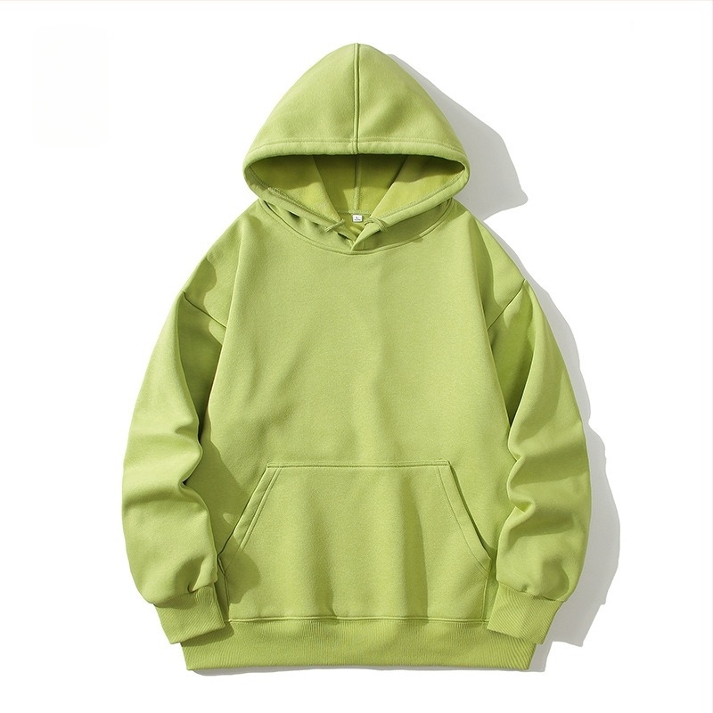Kapucnis fleeces pulóver, laza szabású, 100% comb pamut, kerek nyakú, hosszú ujjú