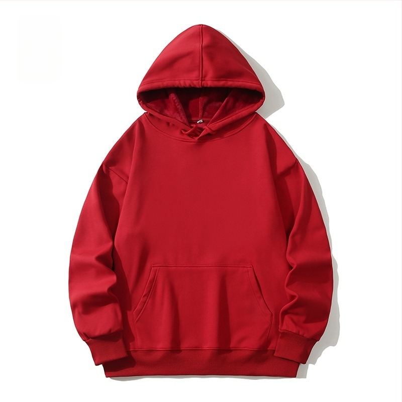 Kapucnis fleeces pulóver, laza szabású, 100% comb pamut, kerek nyakú, hosszú ujjú