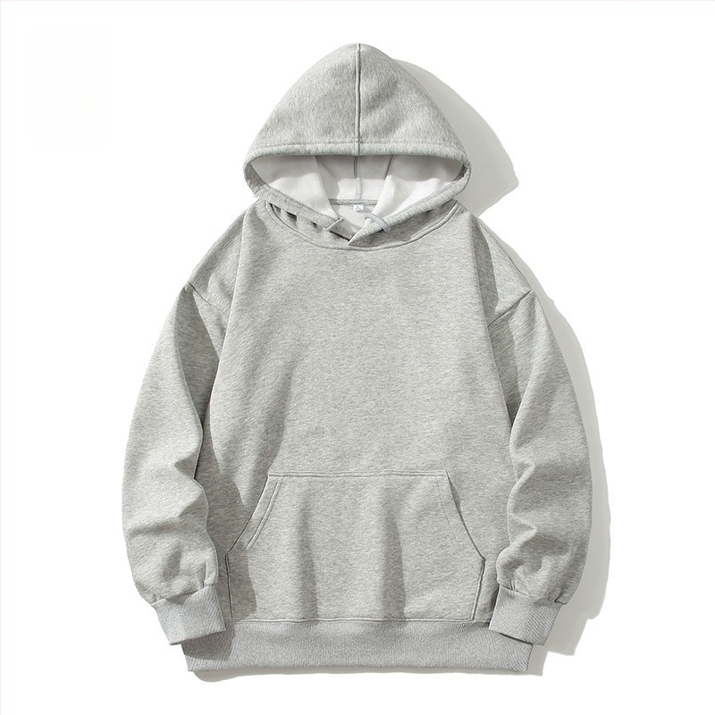 Kapucnis fleeces pulóver, laza szabású, 100% comb pamut, kerek nyakú, hosszú ujjú