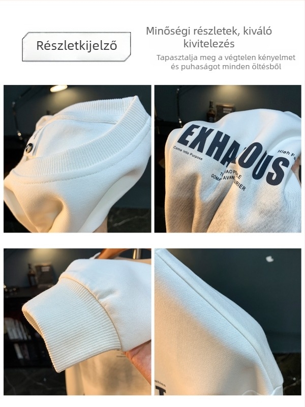 Férfi prémium streetwear oversized pulóver nyomtatással, kerek nyakú, tavasz–ősz szezonra