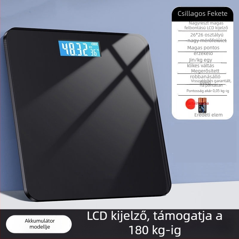 Testtömeg-kijelző testzsír monitorozással, újratölthető elektromos mérleg, egyszerű kialakítás felnőtteknek, maximális teherbírás 1