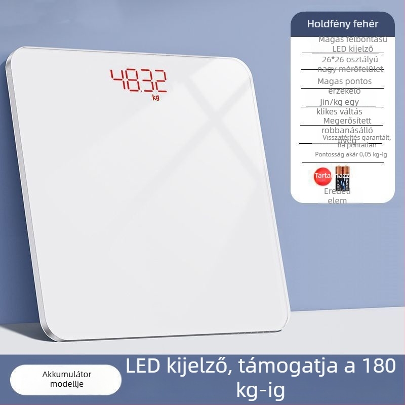 Testtömeg-kijelző testzsír monitorozással, újratölthető elektromos mérleg, egyszerű kialakítás felnőtteknek, maximális teherbírás 1