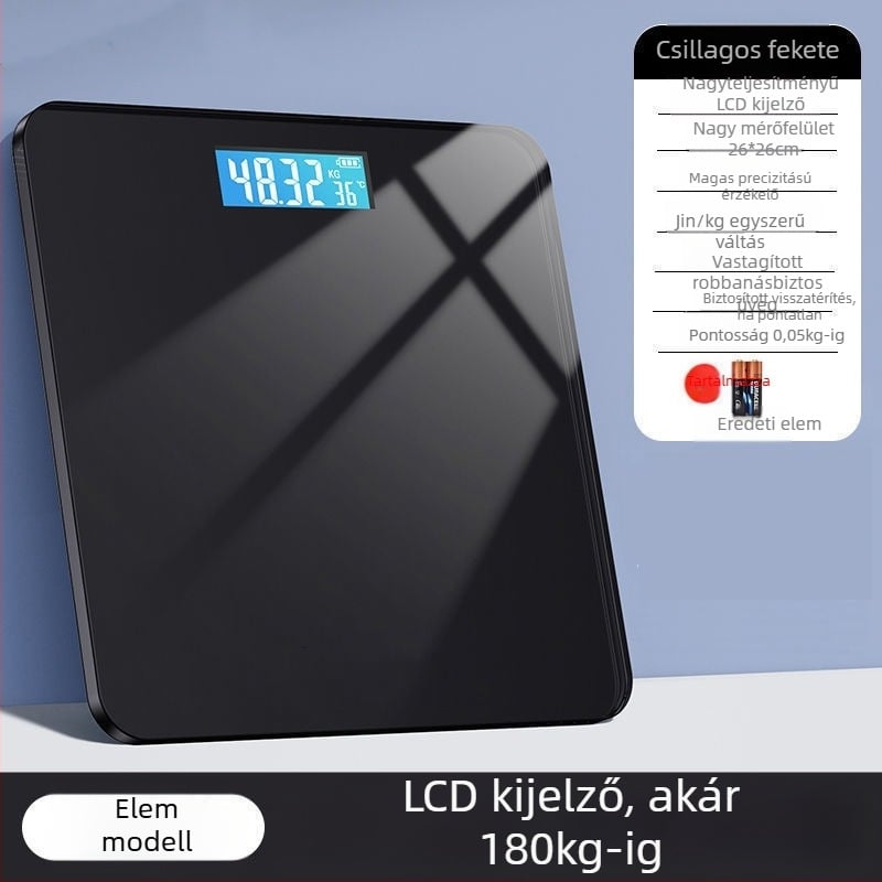 Testtömeg- és testzsír-mérő, kompakt elektronikus, újratölthető, otthoni okos mérleg felnőtteknek