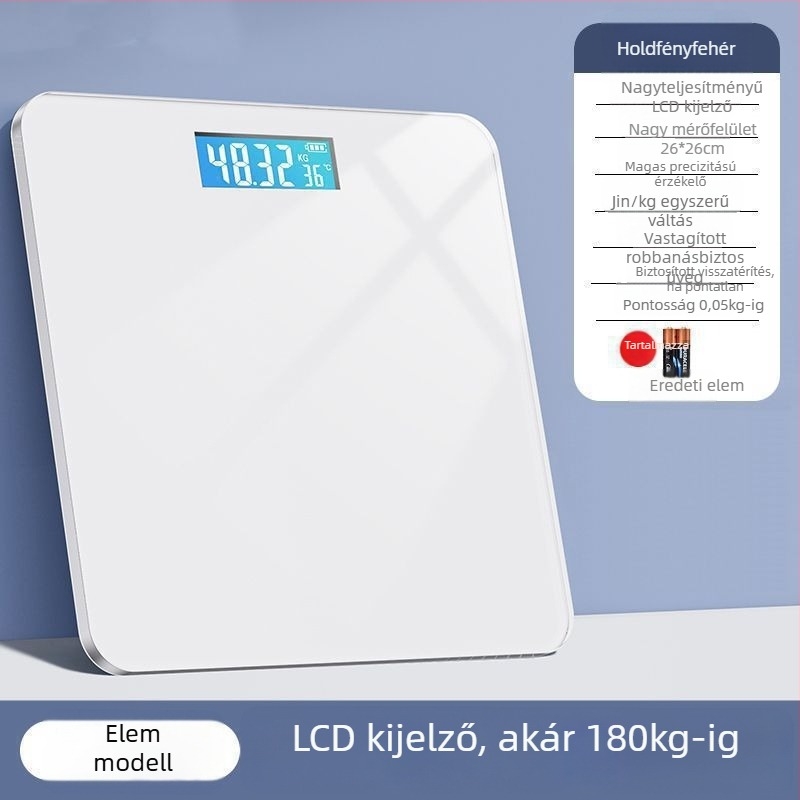 Testtömeg- és testzsír-mérő, kompakt elektronikus, újratölthető, otthoni okos mérleg felnőtteknek