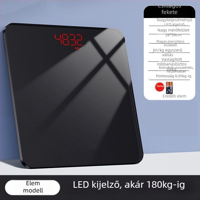 Testtömeg- és testzsír-mérő, kompakt elektronikus, újratölthető, otthoni okos mérleg felnőtteknek
