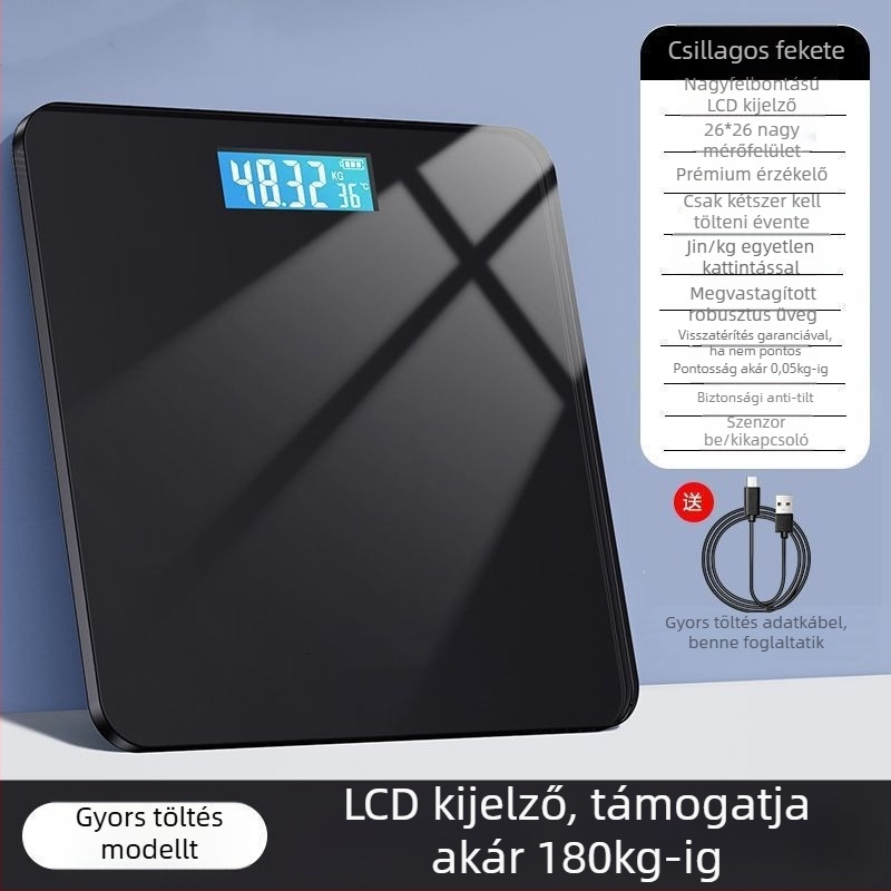 Elektronikus testsúlymérő, egyszerű dizájn, felnőtteknek