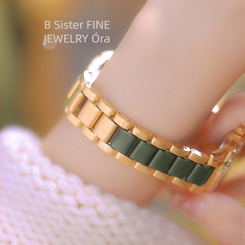 Női kerámia kvarcóra - kör alakú számlap, kerámia szíj, osztrák kristályok, 30 m vízállóság