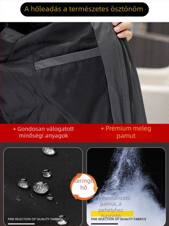 M-8XL téli férfi kapucnis pamutszövetes töltött kabát, plusz méret, laza szabású