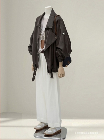 Női műbőr dzseki, ultra rövid fazon, polo gallér, chenille anyag, spandex keverék