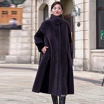 Női hosszú műszőrme kabát, hosszú ujjú, 80–100 cm hosszúságú, felnőtt nőknek