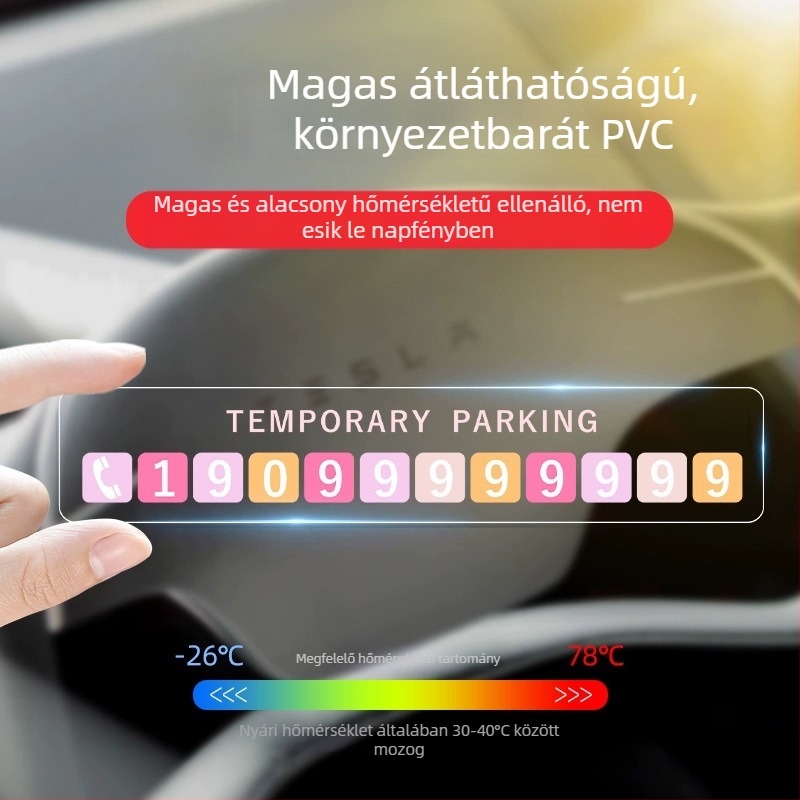 Gépkocsi ideiglenes parkolótábla, műanyag, logóval testreszabható, szívó típus (Yiju)
