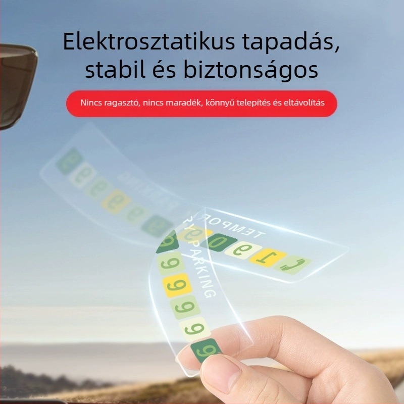 Gépkocsi ideiglenes parkolótábla, műanyag, logóval testreszabható, szívó típus (Yiju)