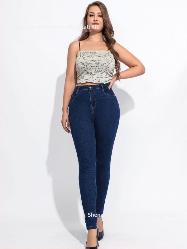 Magas derekú farmernadrág, szűk fazon, denim pamut-spandex, nagy rugalmasság, városi stílus