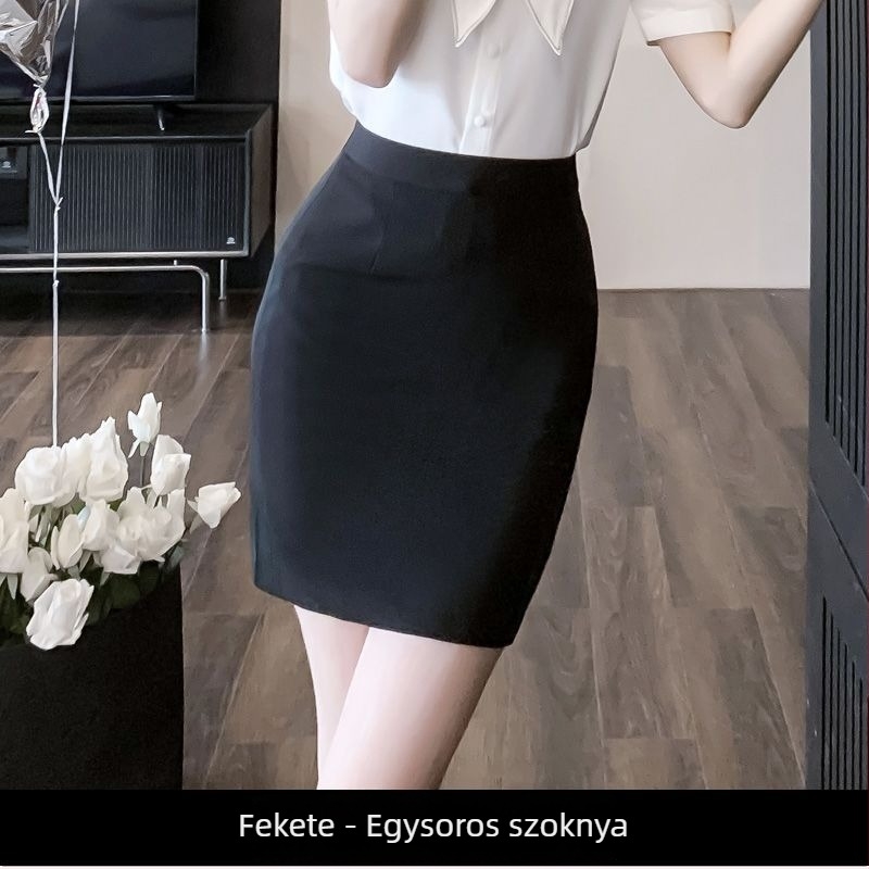 Női nyári munkaegyenruha készlet: szoknya és ing, Chenille anyag Spandex-szel, Five-quarter ujjak, Horn ujj, szoknya-stílus