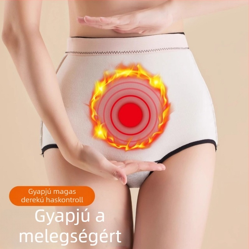 Plusz méretű női alsó magas derekú, haskontrollal, fleece-belésű, jacquard mintázatú, meleg
