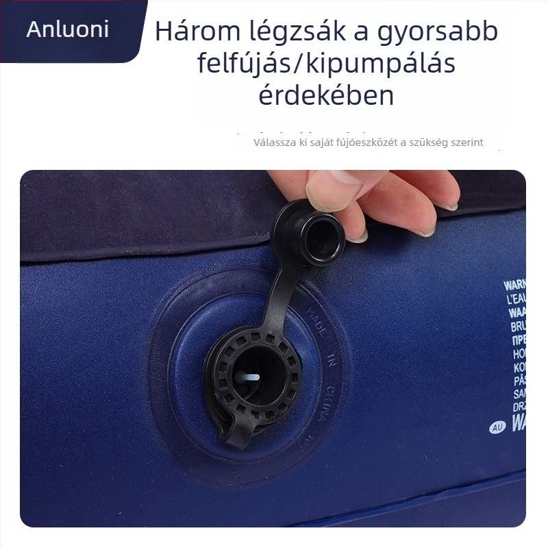 Felfújható ágy flokkolt felülettel; összecsukható dupla léggömb matrac 3–4 személy számára; méretek 203×183 cm; tömeg 3 kg; teherbírás 300 kg