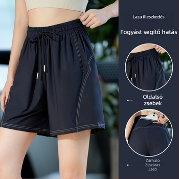 Női capri hosszúságú, lélegző rövidnadrág poliészter-spandex keverékből (95% poliészter, 5% spandex), nyár 2025
