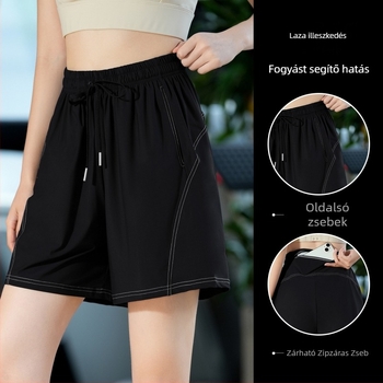 Női capri hosszúságú, lélegző rövidnadrág poliészter-spandex keverékből (95% poliészter, 5% spandex), nyár 2025