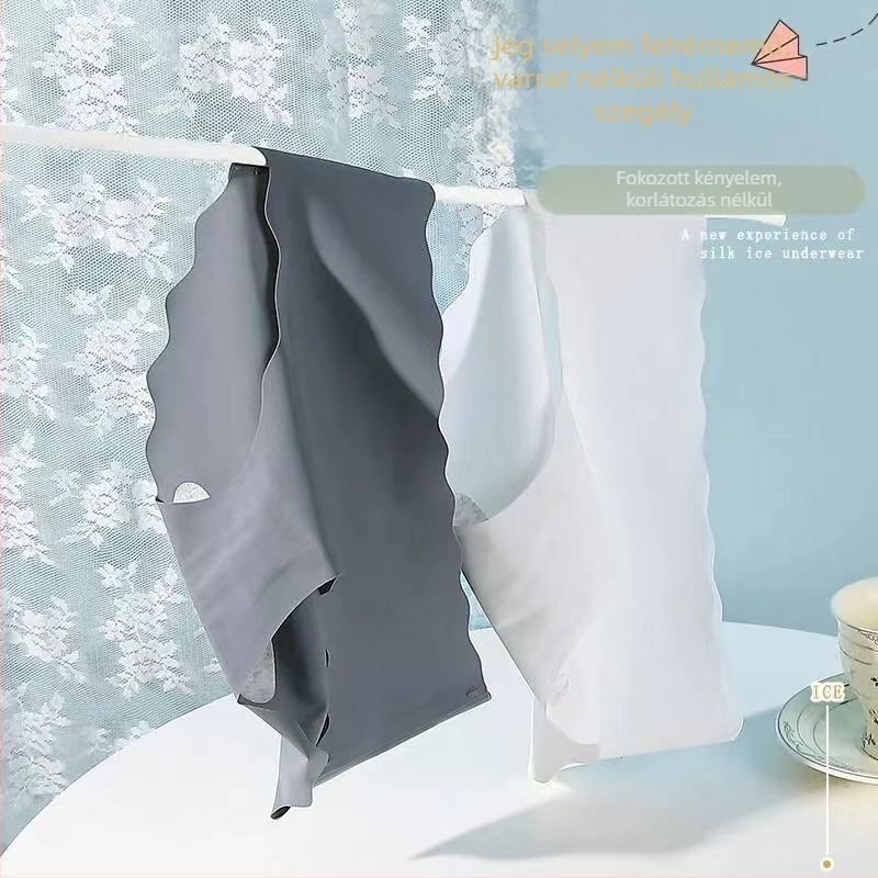 Ice Silk női seamless alsónemű középmagasságú, lélegző, antibakteriális, pamutbetéttel, popsiemelés, plusz méret, háromszög fazon