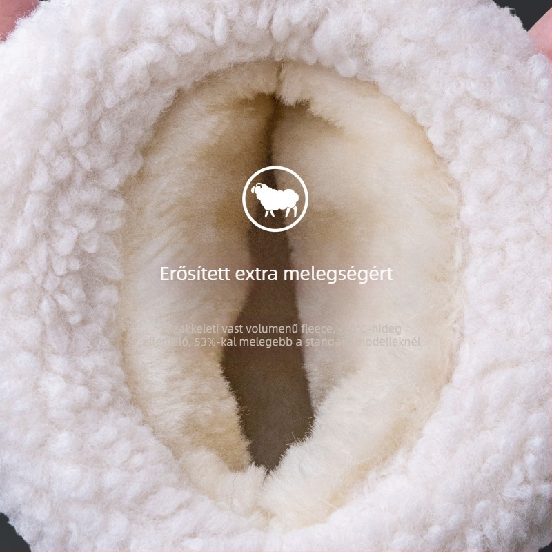 Női téli hócsizma, vízálló, plüss bélés, középmagasságú szár, EVA talp, slip-on