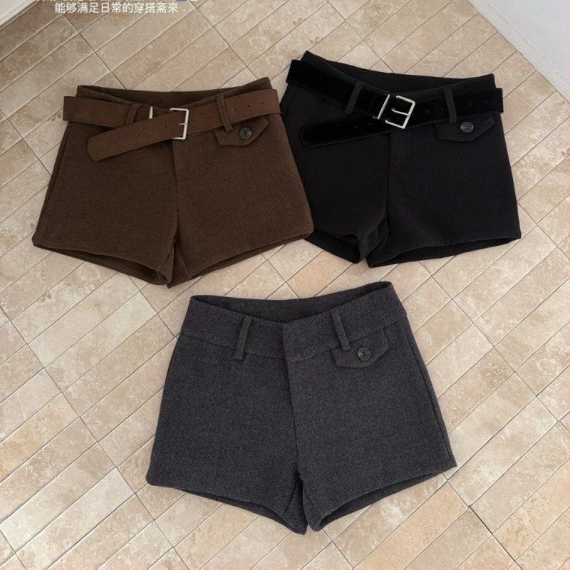 Gyapjú-szál keverékű alacsony derekú háromnegyedes hosszúságú nadrág, vastag anyag, koreai stílusú casual viselet, téli 2025