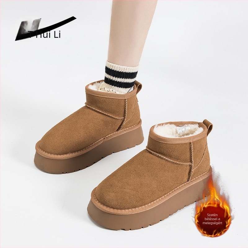 Női téli havas bakancs, magas szár, meleg pamut bélés, vastag talp, textil felsőrész