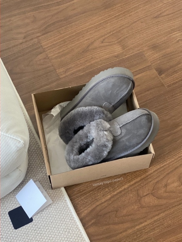 Női vastag talpú havas csizmák, felső része integrált szőrrel, belső gyapjú, EVA talp, alacsony kivágású slip-on, platforma 3,5 cm