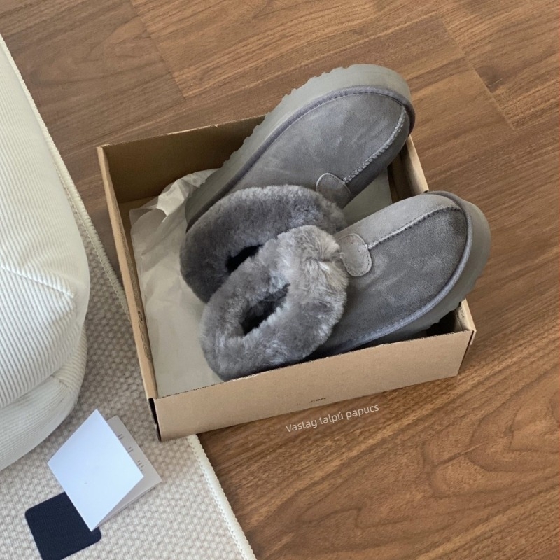 Női vastag talpú havas csizmák, felső része integrált szőrrel, belső gyapjú, EVA talp, alacsony kivágású slip-on, platforma 3,5 cm