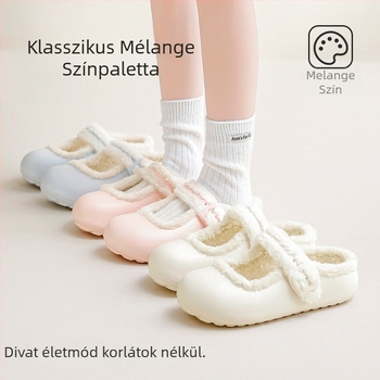 Pamutcipők felnőtteknek - Uniszex, lapos sarok, EVA talp, műszőrme bélés, csíkos mintázat