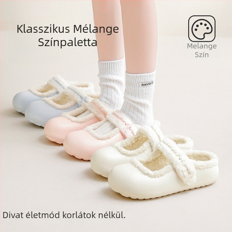 Pamutcipők felnőtteknek - Uniszex, lapos sarok, EVA talp, műszőrme bélés, csíkos mintázat