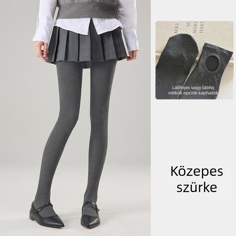 Szürke pamutból készült, magas derekú bordázott leggings nőknek, karcsúsító és fenékemelő hatás