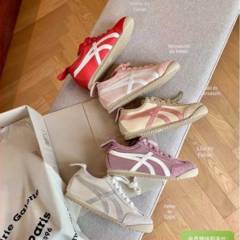 Női edzőcipő: valódi bőr felsőrész, hálós bélés, gumírozott talp, lapos sarok, középmagas felsőrész