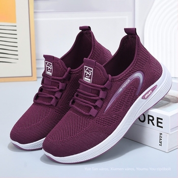 Női textile szabadidőcipő kerek orral, gumitalp, alacsony sarkú 1–3 cm