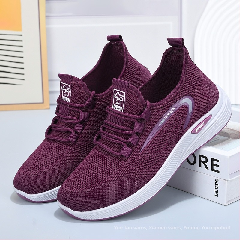 Női textile szabadidőcipő kerek orral, gumitalp, alacsony sarkú 1–3 cm