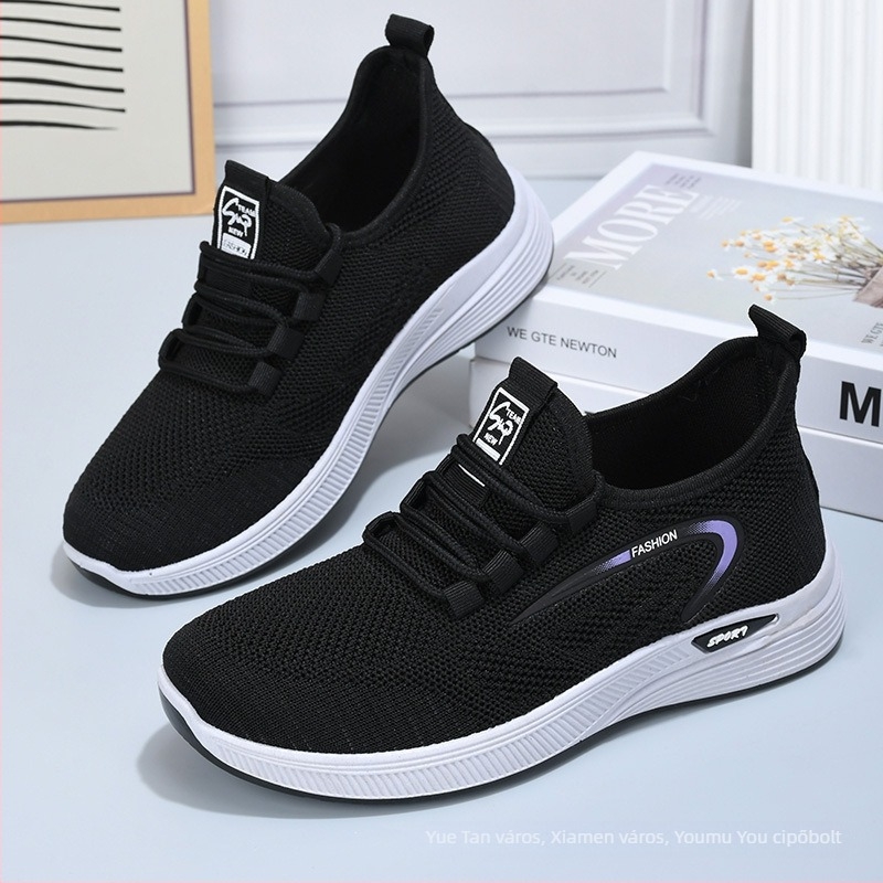 Női textile szabadidőcipő kerek orral, gumitalp, alacsony sarkú 1–3 cm