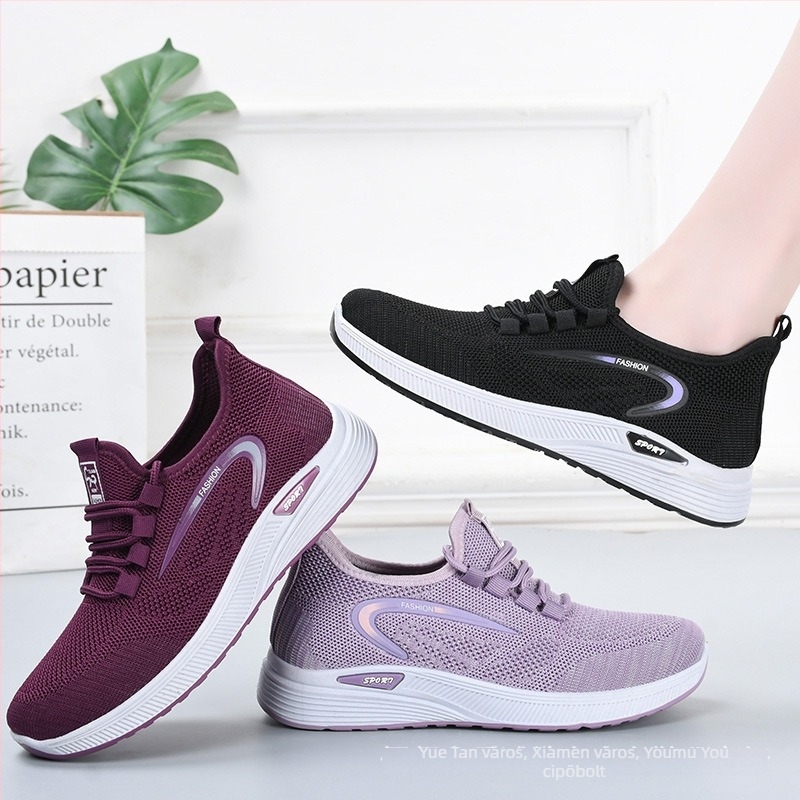 Női textile szabadidőcipő kerek orral, gumitalp, alacsony sarkú 1–3 cm