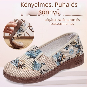 Női vászoncipő Old Beijing stílusban, tavasz–nyár, légáteresztő, slip-on, felsőrész: vászon, talp: gumi, insoles: textile