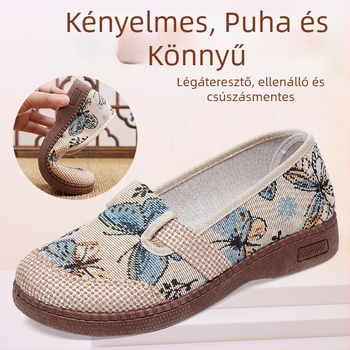 Női vászoncipő Old Beijing stílusban, tavasz–nyár, légáteresztő, slip-on, felsőrész: vászon, talp: gumi, insoles: textile