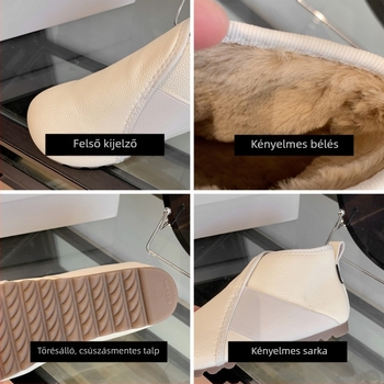 Női pamutcipő, magas szárú, fleece-béléssel, felső rész szintetikus bőr, PVC talp, őszi-téli szezonra