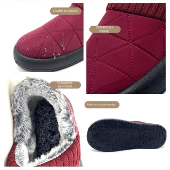 Téli női slip-on cipő velúr felsőrésszel, belső műszőr bélés, alacsony boka, gumírozott talp