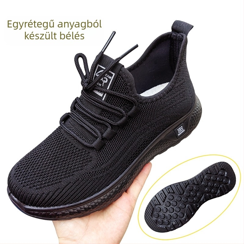 Középkorú és idős nőknek szánt anyai cipő + lélegző hálós felsőrész, habos talpbetét, PU talp, elülső fűzőzár, lapos sarok