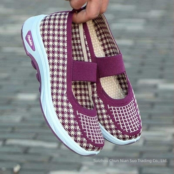 Női Slip-On sétacipő, lélegző elasztikus felsőrésszel, habgumiból készült talppal, sík sarok, hegyes orr