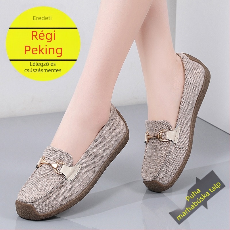 Női vászon balerina cipő, felső része vászon, talp marhacsont, hálós bélés, PU talptalp, slip-on kivitel