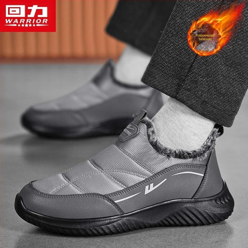 Téli bélelt cipő felnőtteknek — vízálló, csúszásmentes, melegen tartó, klín sarok 3–5 cm, slip-on