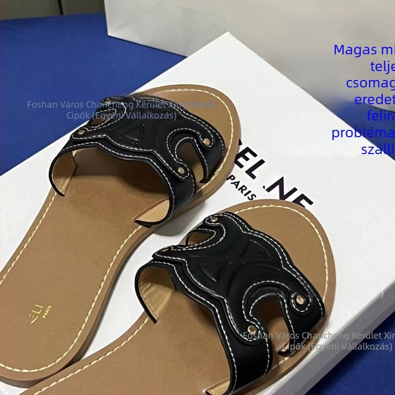 Arc de Triomphe ihletésű lapos szandál nőknek, PVC felsőrész, PVC talp, légáteresztő, talp vastagsága 0–3 cm, lapos sarok