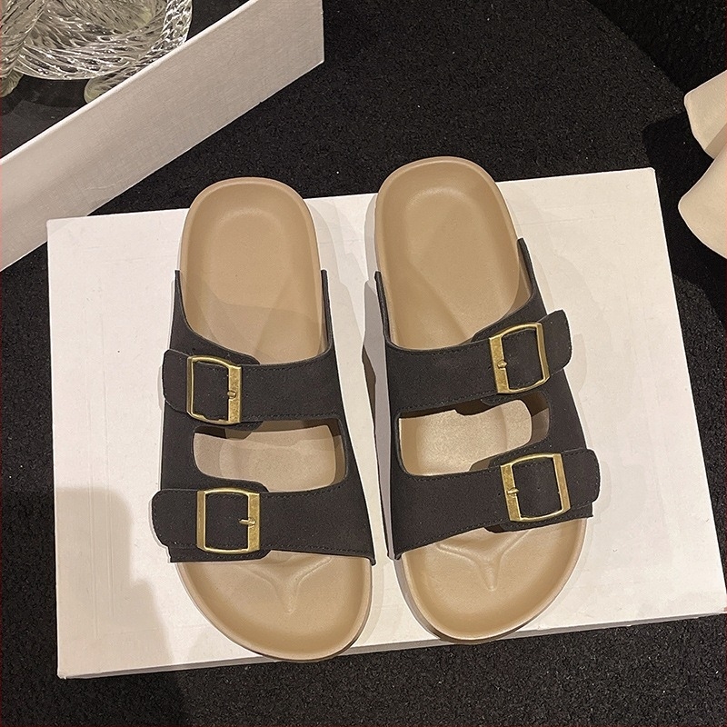 Birkenstock-stílusú vastag talpú szandál vászon felsőrésszel, gumitalppal, rácsos mintával, textil bélés