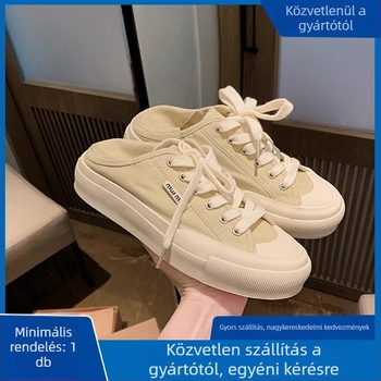 Női vászoncipők, alacsony profil, kis kerek orr, elöl fűzős, lapos sarok