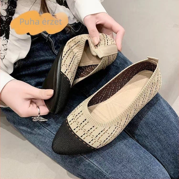 Női lazább cipő - légáteresztő felsőrész fly weaving, hálós belső, gumírozott talp, textil talpbetét, slip-on zárás (egy lépés), nyár-tavasz