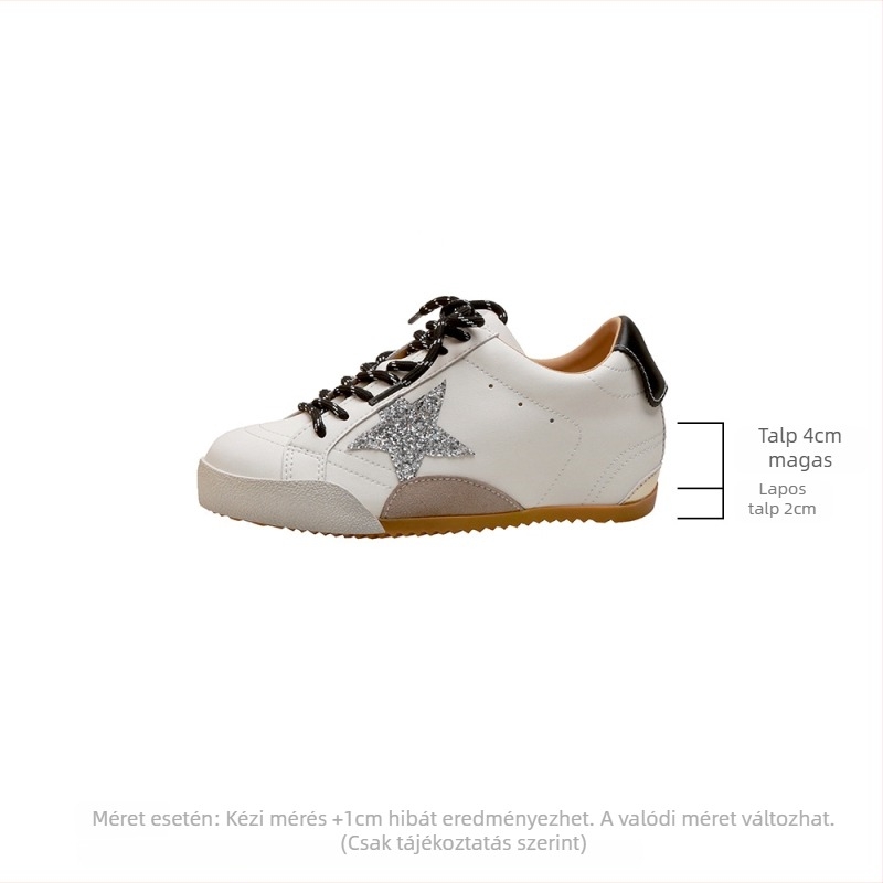 Női Casual Platform Cipő rejtett 6–8 cm-es magasság-emelő sarokkal, tehénbőr felsőrész, Ultra-Fine Fiber belső talp, gumi talp, fűzővel zárható